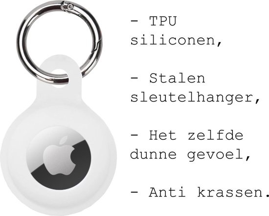 BASEY. Hoesje Geschikt voor Apple AirTag Hoesje Case Hoesje Geschikt voor Apple AirTag Sleutelhanger Siliconen Hoes - Wit - 2 Stuks