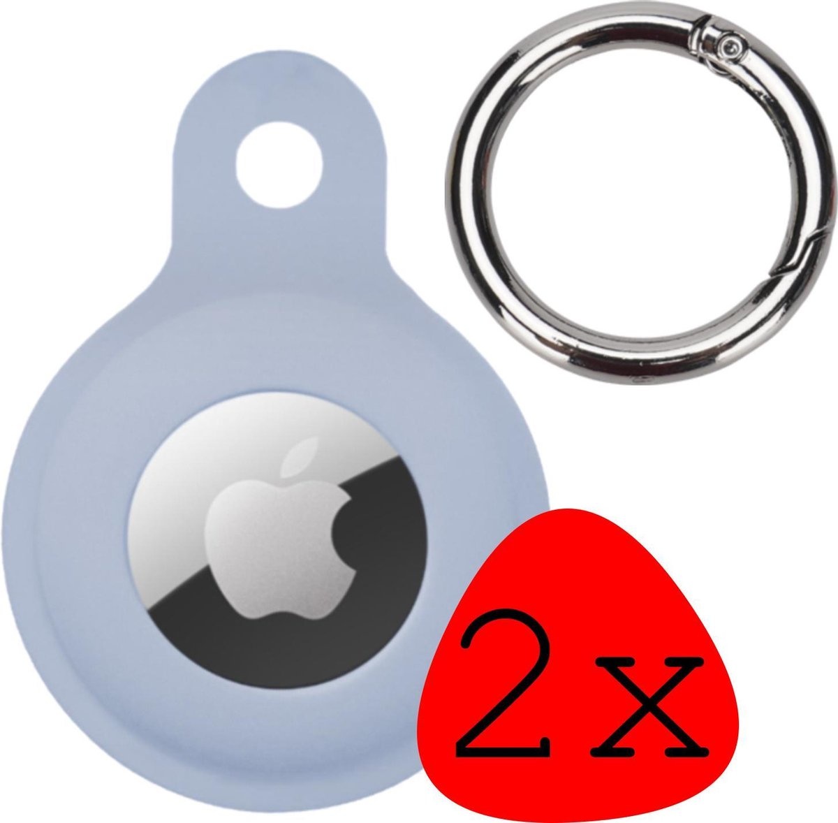 BASEY. Hoesje Geschikt voor Apple AirTag Hoesje Case Hoesje Geschikt voor Apple AirTag Sleutelhanger Siliconen Hoes - Grijsblauw - 2 Stuks