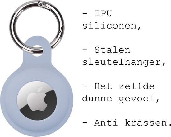 BASEY. Hoesje Geschikt voor Apple AirTag Hoesje Case Hoesje Geschikt voor Apple AirTag Sleutelhanger Siliconen Hoes - Grijsblauw - 2 Stuks