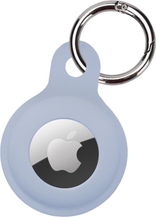 BASEY. Hoesje Geschikt voor Apple AirTag Hoesje Case Hoesje Geschikt voor Apple AirTag Sleutelhanger Siliconen Hoes - Grijsblauw - 2 Stuks