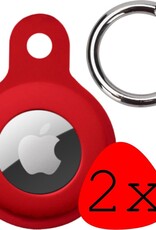 BASEY. Hoesje Geschikt voor Apple AirTag Hoesje Case Hoesje Geschikt voor Apple AirTag Sleutelhanger Siliconen Hoes - Donkerrood - 2 Stuks