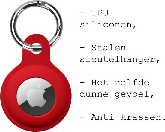 BASEY. Hoesje Geschikt voor Apple AirTag Hoesje Case Hoesje Geschikt voor Apple AirTag Sleutelhanger Siliconen Hoes - Donkerrood - 2 Stuks