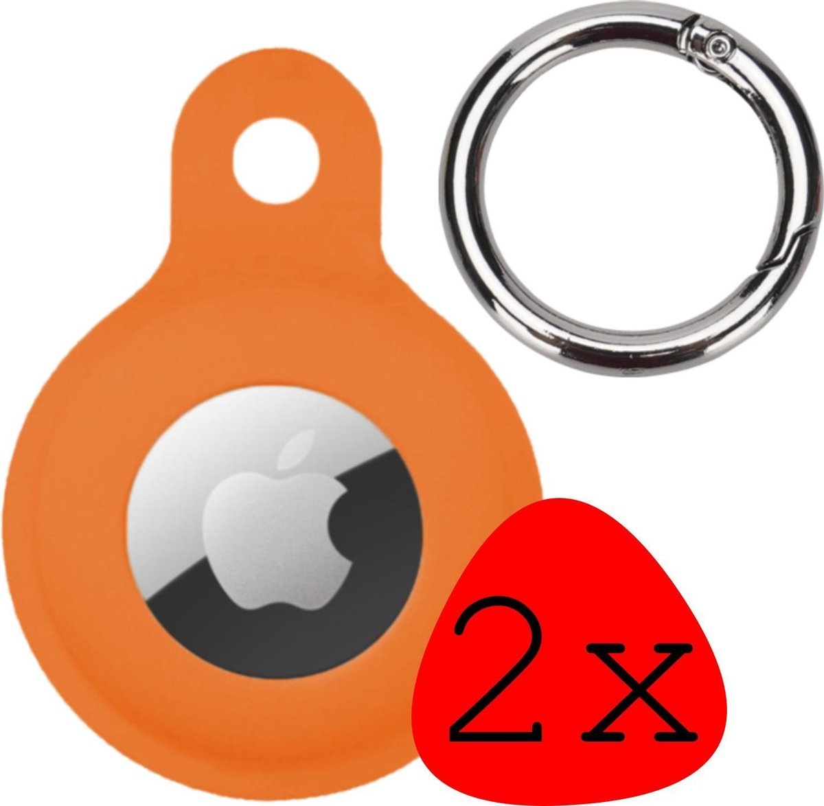 BASEY. Hoesje Geschikt voor Apple AirTag Hoesje Case Hoesje Geschikt voor Apple AirTag Sleutelhanger Siliconen Hoes - Oranje - 2 Stuks