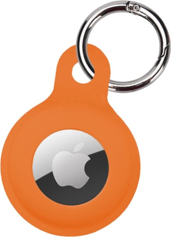 BASEY. Hoesje Geschikt voor Apple AirTag Hoesje Case Hoesje Geschikt voor Apple AirTag Sleutelhanger Siliconen Hoes - Oranje - 2 Stuks