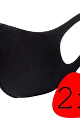 BASEY. Wasbaar Mondkapje Zwart Wasbaar Mondmasker Elastisch Mondkapjes - 2 stuks