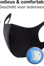 BASEY. Wasbaar Mondkapje Zwart Wasbaar Mondmasker Elastisch Mondkapjes - 5 stuks