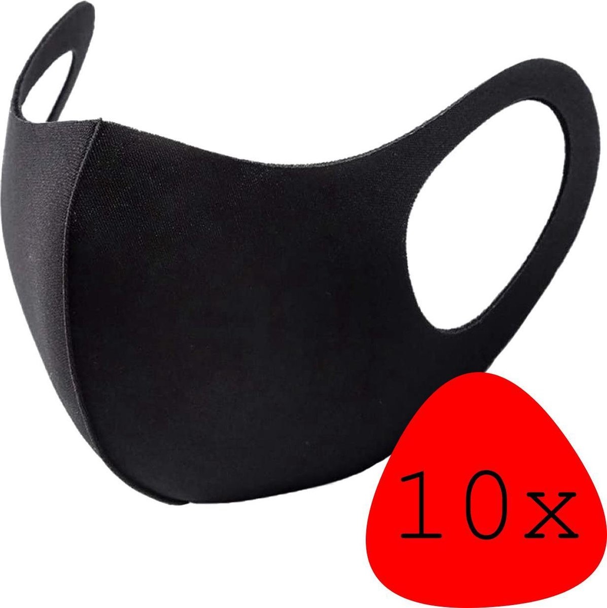 BASEY. Wasbaar Mondkapje Zwart Wasbaar Mondmasker Elastisch Mondkapjes - 10 stuks