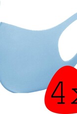 BASEY. Wasbaar Mondkapje Blauw Wasbaar Mondmasker Elastisch Mondkapjes - 4 stuks