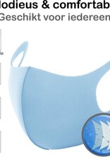 BASEY. Wasbaar Mondkapje Blauw Wasbaar Mondmasker Elastisch Mondkapjes - 4 stuks