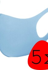 BASEY. Wasbaar Mondkapje Blauw Wasbaar Mondmasker Elastisch Mondkapjes - 5 stuks