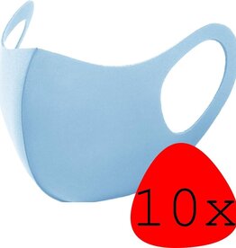 BASEY. BASEY. Wasbaar mondmasker - Lichtblauw - 10 PACK
