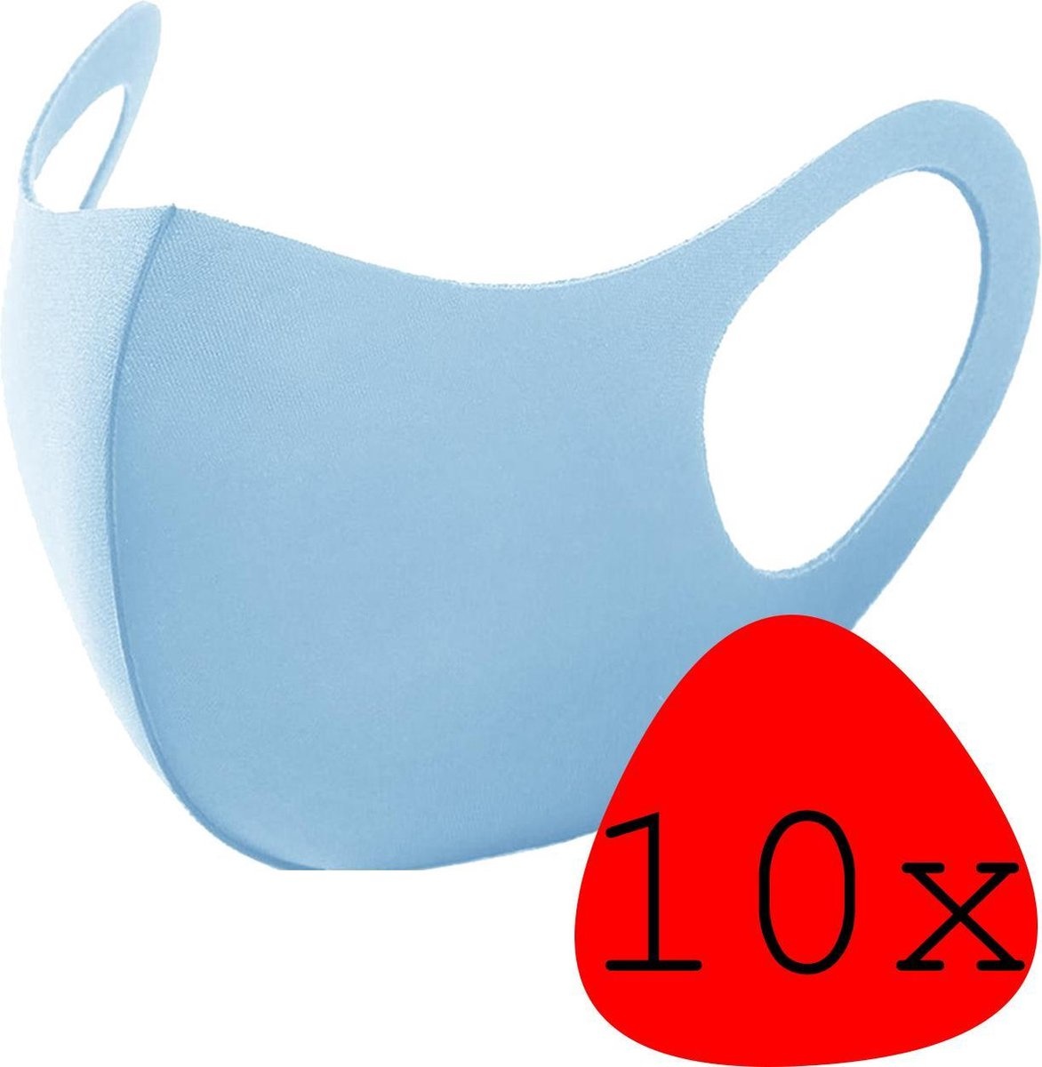 BASEY. Wasbaar Mondkapje Blauw Wasbaar Mondmasker Elastisch Mondkapjes - 10 stuks