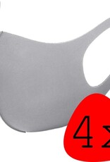 BASEY. Wasbaar Mondkapje Grijs Wasbaar Mondmasker Elastisch Mondkapjes - 4 stuks