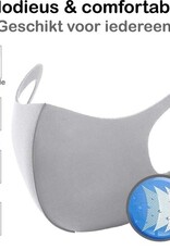 BASEY. Wasbaar Mondkapje Grijs Wasbaar Mondmasker Elastisch Mondkapjes - 5 stuks