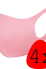 BASEY. Wasbaar Mondkapje Roze Wasbaar Mondmasker Elastisch Mondkapjes - 4 stuks