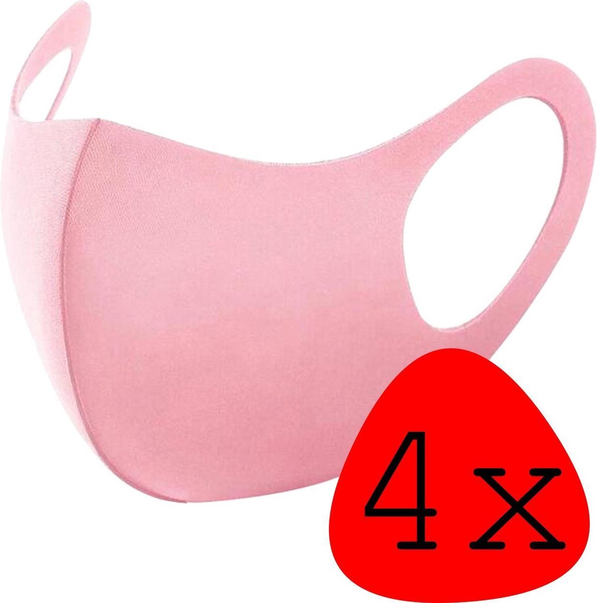 BASEY. Wasbaar Mondkapje Roze Wasbaar Mondmasker Elastisch Mondkapjes - 4 stuks