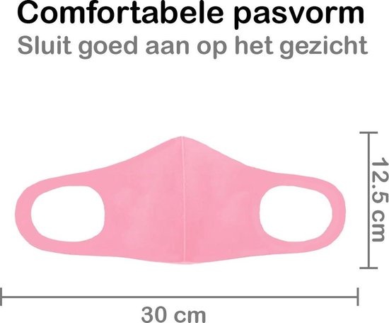 BASEY. Wasbaar Mondkapje Roze Wasbaar Mondmasker Elastisch Mondkapjes - 4 stuks