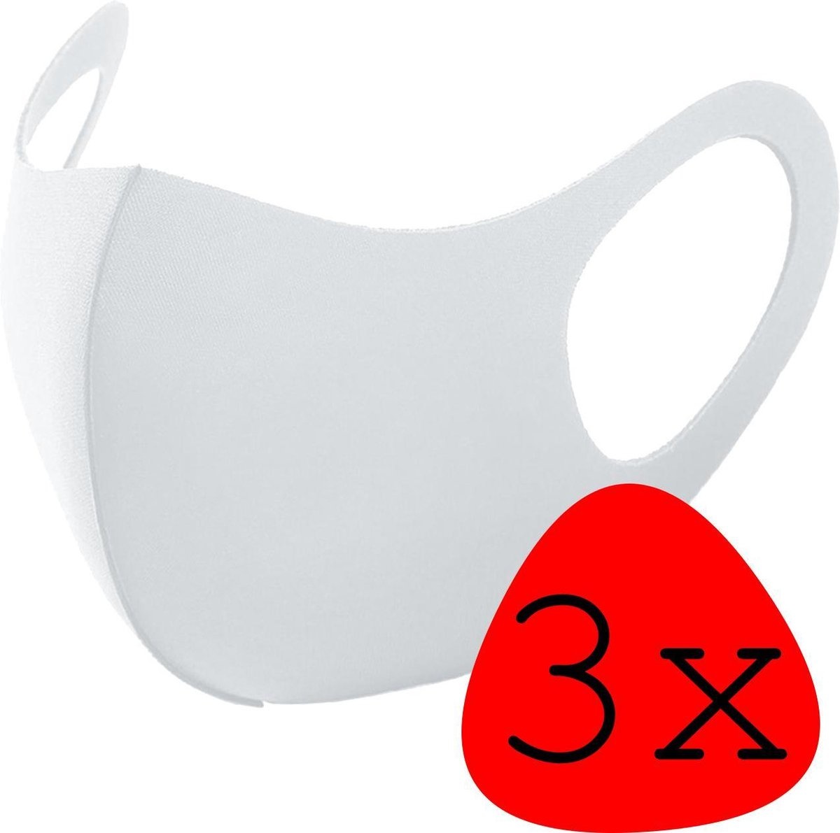 BASEY. Wasbaar Mondkapje Wit Wasbaar Mondmasker Elastisch Mondkapjes - 3 stuks