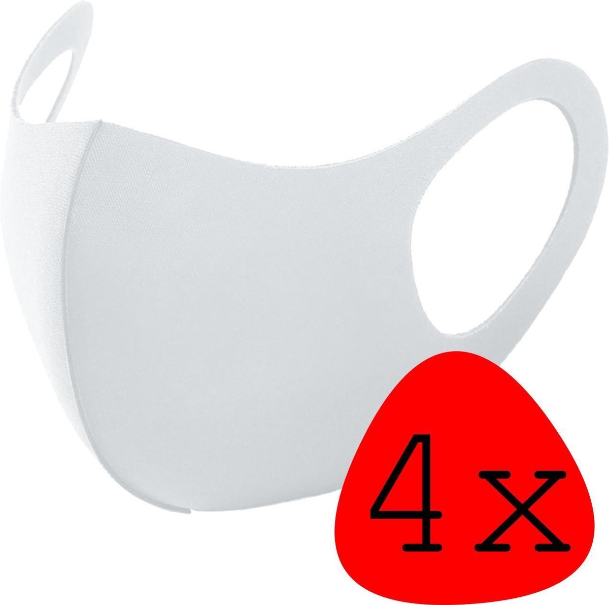 BASEY. Wasbaar Mondkapje Wit Wasbaar Mondmasker Elastisch Mondkapjes - 4 stuks