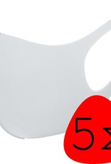 BASEY. Wasbaar Mondkapje Wit Wasbaar Mondmasker Elastisch Mondkapjes - 5 stuks