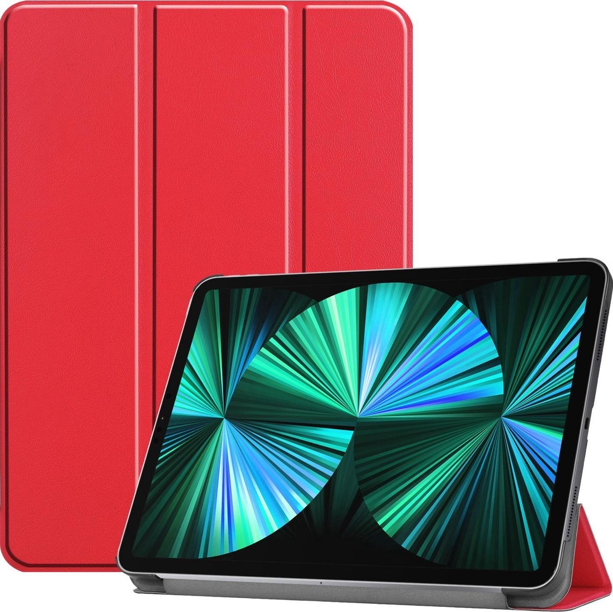 BASEY. Hoesje Geschikt voor iPad Pro 2021 (12,9 inch) Hoes Case Tablet Hoesje Tri-fold - Hoes Geschikt voor iPad Pro 12,9 inch (2021) Hoesje Hard Cover Bookcase Hoes - Rood