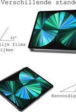 BASEY. Hoesje Geschikt voor iPad Pro 2021 (12,9 inch) Hoes Case Tablet Hoesje Tri-fold - Hoes Geschikt voor iPad Pro 12,9 inch (2021) Hoesje Hard Cover Bookcase Hoes - Grijs