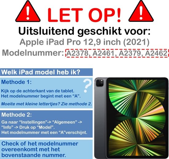 BASEY. Hoesje Geschikt voor iPad Pro 2021 (12,9 inch) Hoes Case Tablet Hoesje Tri-fold - Hoes Geschikt voor iPad Pro 12,9 inch (2021) Hoesje Hard Cover Bookcase Hoes - Grijs