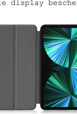 BASEY. Hoesje Geschikt voor iPad Pro 2021 (12,9 inch) Hoes Case Tablet Hoesje Tri-fold Met Uitsparing Geschikt voor Apple Pencil - Hoes Geschikt voor iPad Pro 12,9 inch (2021) Hoesje Hard Cover Bookcase Hoes - Zwart