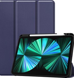 BASEY. BASEY. iPad Pro 12.9 inch (2021) Hoesje Bookcase met uitsparing Apple Pencil - Donkerblauw