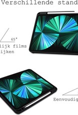 BASEY. Hoesje Geschikt voor iPad Pro 2021 (12,9 inch) Hoes Case Tablet Hoesje Tri-fold Met Uitsparing Geschikt voor Apple Pencil - Hoes Geschikt voor iPad Pro 12,9 inch (2021) Hoesje Hard Cover Bookcase Hoes - Donkerblauw
