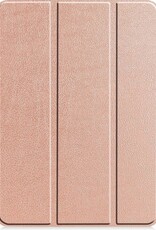 BASEY. Hoesje Geschikt voor iPad Pro 2021 (12,9 inch) Hoes Case Tablet Hoesje Tri-fold Met Uitsparing Geschikt voor Apple Pencil - Hoes Geschikt voor iPad Pro 12,9 inch (2021) Hoesje Hard Cover Bookcase Hoes - Rosé goud