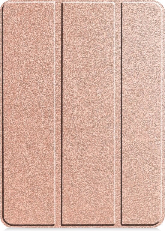 BASEY. Hoesje Geschikt voor iPad Pro 2021 (12,9 inch) Hoes Case Tablet Hoesje Tri-fold Met Uitsparing Geschikt voor Apple Pencil - Hoes Geschikt voor iPad Pro 12,9 inch (2021) Hoesje Hard Cover Bookcase Hoes - Rosé goud