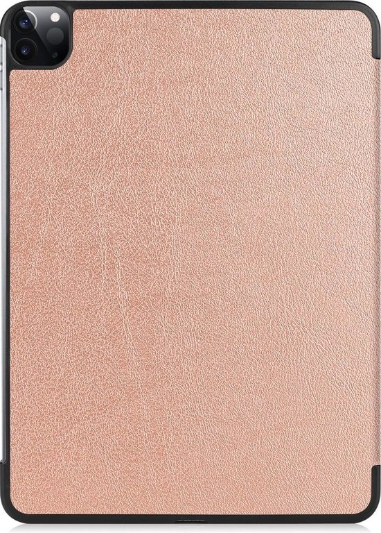 BASEY. Hoesje Geschikt voor iPad Pro 2021 (12,9 inch) Hoes Case Tablet Hoesje Tri-fold Met Uitsparing Geschikt voor Apple Pencil - Hoes Geschikt voor iPad Pro 12,9 inch (2021) Hoesje Hard Cover Bookcase Hoes - Rosé goud