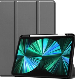 BASEY. BASEY. iPad Pro 12.9 inch (2021) Hoesje Bookcase met uitsparing Apple Pencil - Grijs