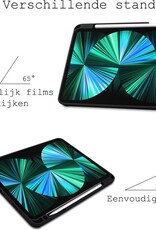 BASEY. Hoesje Geschikt voor iPad Pro 2021 (12,9 inch) Hoes Case Tablet Hoesje Tri-fold Met Uitsparing Geschikt voor Apple Pencil - Hoes Geschikt voor iPad Pro 12,9 inch (2021) Hoesje Hard Cover Bookcase Hoes - Grijs