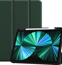 BASEY. BASEY. iPad Pro 12.9 inch (2021) Hoesje Bookcase met uitsparing Apple Pencil - Donkergroen