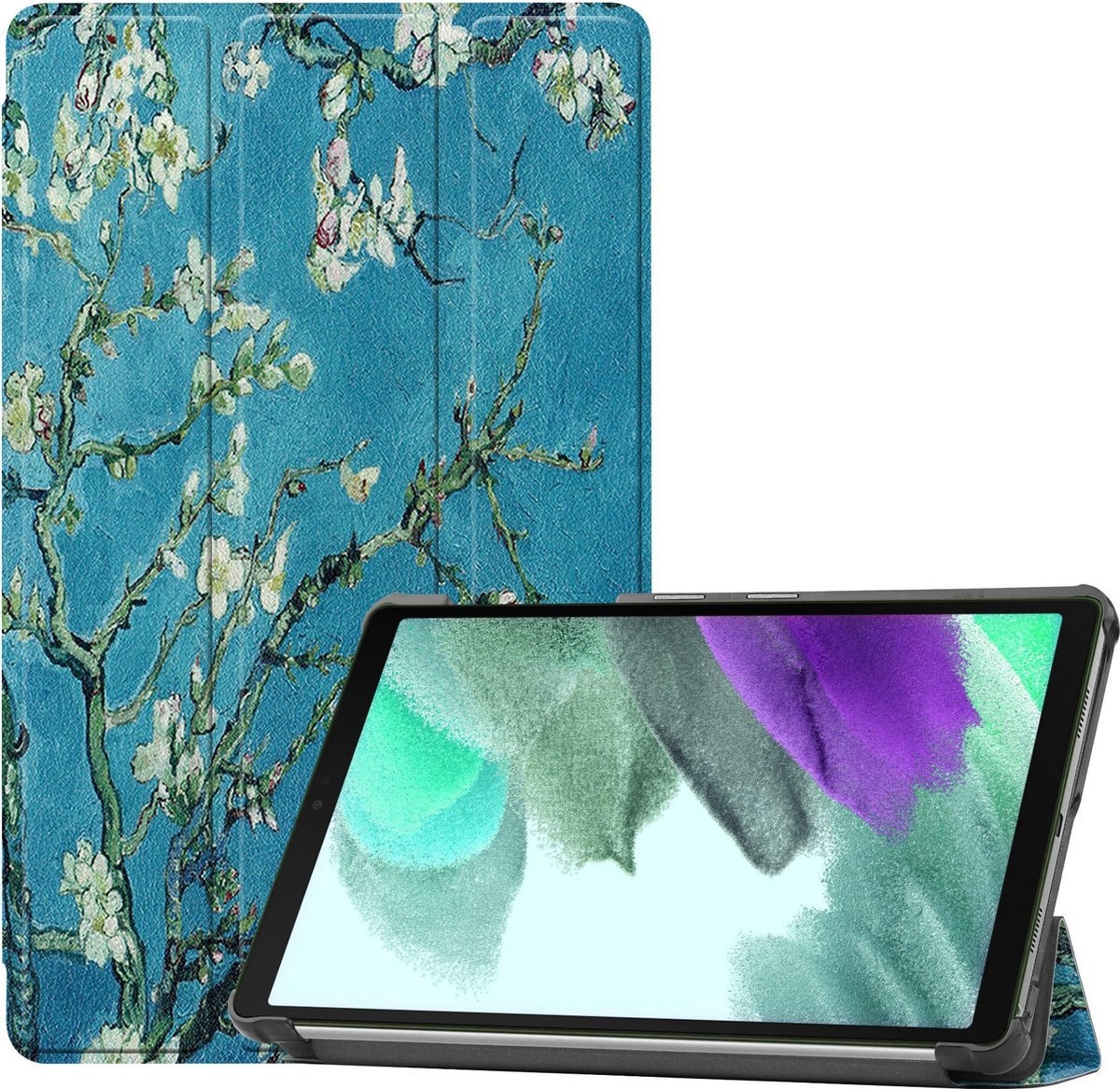 BASEY. Hoesje Geschikt voor Samsung Galaxy Tab A7 Lite Hoes Case Tablet Hoesje Tri-fold - Hoes Geschikt voor Samsung Tab A7 Lite Hoesje Hard Cover Bookcase Hoes - Bloesem