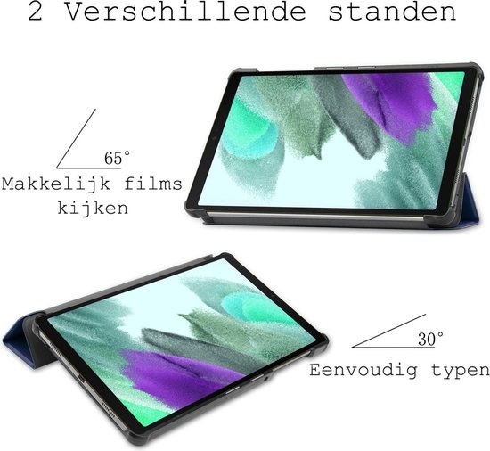 BASEY. Hoesje Geschikt voor Samsung Galaxy Tab A7 Lite Hoes Case Tablet Hoesje Tri-fold - Hoes Geschikt voor Samsung Tab A7 Lite Hoesje Hard Cover Bookcase Hoes - Donkerblauw