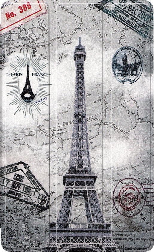 BASEY. Hoesje Geschikt voor Samsung Galaxy Tab A7 Lite Hoes Case Tablet Hoesje Tri-fold - Hoes Geschikt voor Samsung Tab A7 Lite Hoesje Hard Cover Bookcase Hoes - Eiffeltoren