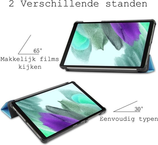 BASEY. Hoesje Geschikt voor Samsung Galaxy Tab A7 Lite Hoes Case Tablet Hoesje Tri-fold - Hoes Geschikt voor Samsung Tab A7 Lite Hoesje Hard Cover Bookcase Hoes - Lichtblauw