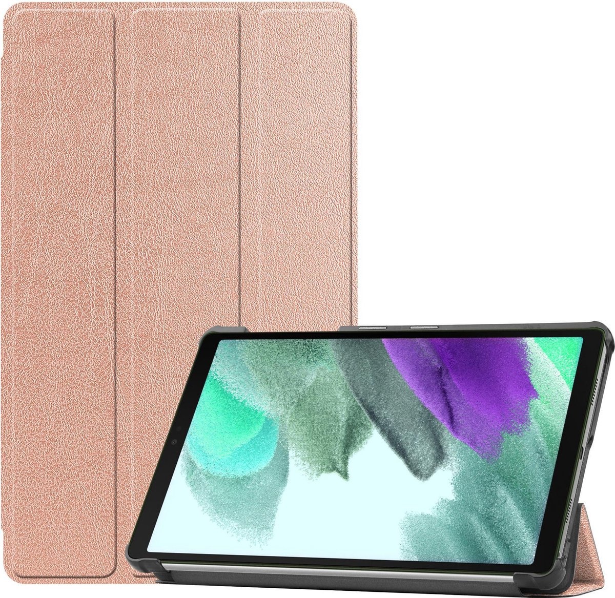 BASEY. Hoesje Geschikt voor Samsung Galaxy Tab A7 Lite Hoes Case Tablet Hoesje Tri-fold - Hoes Geschikt voor Samsung Tab A7 Lite Hoesje Hard Cover Bookcase Hoes - Rosé goud