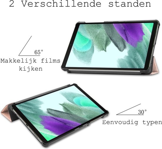 BASEY. Hoesje Geschikt voor Samsung Galaxy Tab A7 Lite Hoes Case Tablet Hoesje Tri-fold - Hoes Geschikt voor Samsung Tab A7 Lite Hoesje Hard Cover Bookcase Hoes - Rosé goud