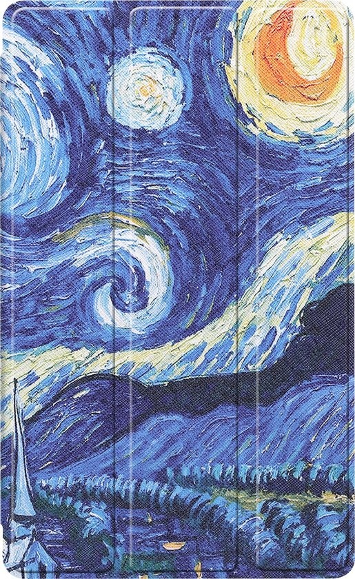 BASEY. Hoesje Geschikt voor Samsung Galaxy Tab A7 Lite Hoes Case Tablet Hoesje Tri-fold - Hoes Geschikt voor Samsung Tab A7 Lite Hoesje Hard Cover Bookcase Hoes - Sterrenhemel