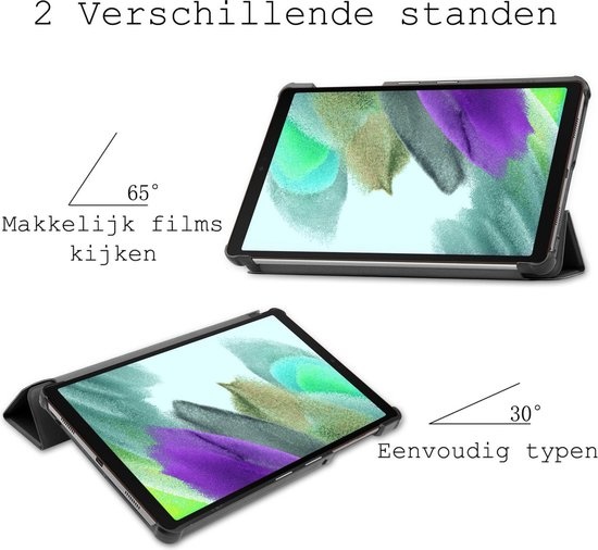 BASEY. Hoesje Geschikt voor Samsung Galaxy Tab A7 Lite Hoes Case Tablet Hoesje Tri-fold - Hoes Geschikt voor Samsung Tab A7 Lite Hoesje Hard Cover Bookcase Hoes - Zwart