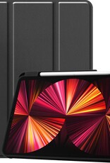 BASEY. Hoesje Geschikt voor iPad Pro 2021 (11 inch) Hoes Case Tablet Hoesje Tri-fold Met Uitsparing Geschikt voor Apple Pencil - Hoes Geschikt voor iPad Pro 11 inch (2021) Hoesje Hard Cover Bookcase Hoes - Zwart
