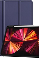 BASEY. Hoesje Geschikt voor iPad Pro 2021 (11 inch) Hoes Case Tablet Hoesje Tri-fold Met Uitsparing Geschikt voor Apple Pencil - Hoes Geschikt voor iPad Pro 11 inch (2021) Hoesje Hard Cover Bookcase Hoes - Donkerblauw