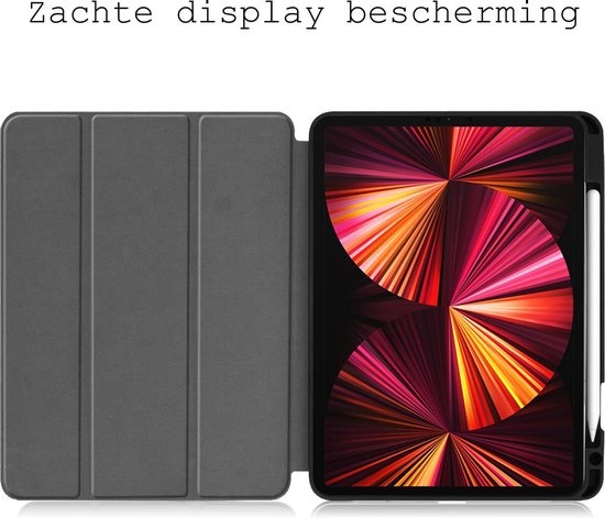 BASEY. Hoesje Geschikt voor iPad Pro 2021 (11 inch) Hoes Case Tablet Hoesje Tri-fold Met Uitsparing Geschikt voor Apple Pencil - Hoes Geschikt voor iPad Pro 11 inch (2021) Hoesje Hard Cover Bookcase Hoes - Rood