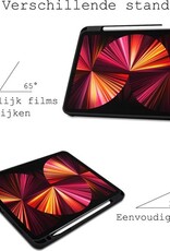 BASEY. Hoesje Geschikt voor iPad Pro 2021 (11 inch) Hoes Case Tablet Hoesje Tri-fold Met Uitsparing Geschikt voor Apple Pencil - Hoes Geschikt voor iPad Pro 11 inch (2021) Hoesje Hard Cover Bookcase Hoes - Rood