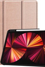 BASEY. Hoesje Geschikt voor iPad Pro 2021 (11 inch) Hoes Case Tablet Hoesje Tri-fold Met Uitsparing Geschikt voor Apple Pencil - Hoes Geschikt voor iPad Pro 11 inch (2021) Hoesje Hard Cover Bookcase Hoes - Rosé goud