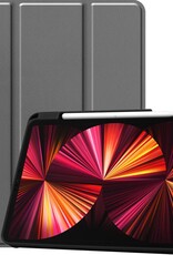 BASEY. Hoesje Geschikt voor iPad Pro 2021 (11 inch) Hoes Case Tablet Hoesje Tri-fold Met Uitsparing Geschikt voor Apple Pencil - Hoes Geschikt voor iPad Pro 11 inch (2021) Hoesje Hard Cover Bookcase Hoes - Grijs